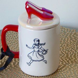 NWT Rae Dunn There’s No Place Like Home Double Sided Mug w/ Glass Slippers Toppe